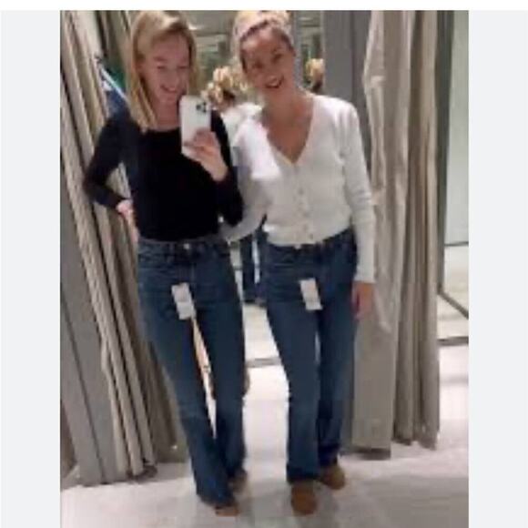 Zara Blue ZW MID-RISE BOOTCUT JEANS Size 16 US - Picture 10 of 11